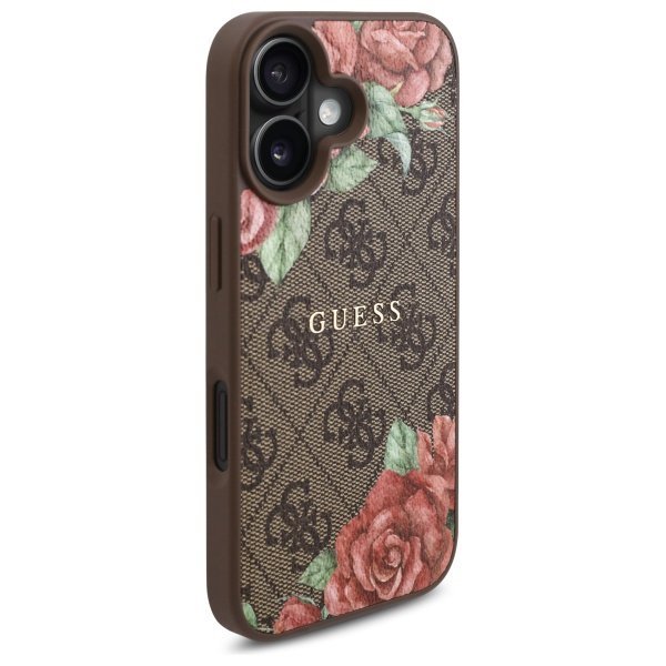 Guess GUHMP16SP4ROPEMCW iPhone 16 6.1&quot;   brązowy/brown hardcase 4G Flowers Print MagSafe