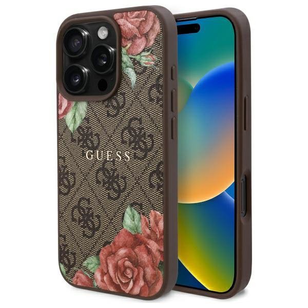 Guess GUHMP16LP4ROPEMCW iPhone 16 Pro    6.3&quot; brązowy/brown hardcase 4G Flowers Print MagSafe