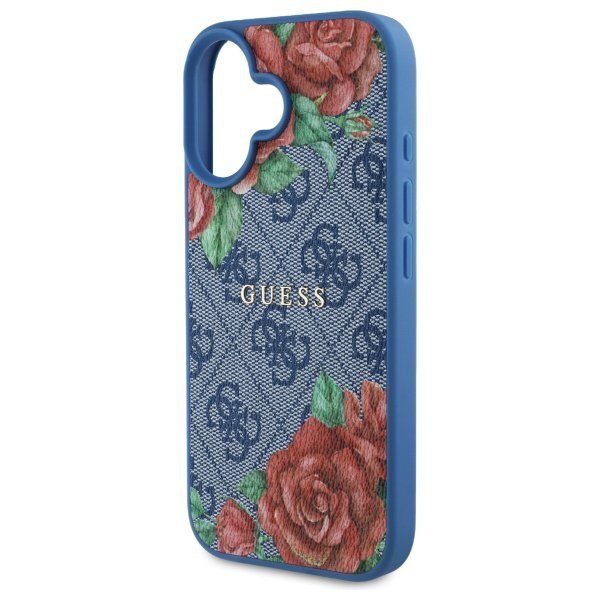 Guess GUHMP16SP4ROPEMCB iPhone 16 6.1&quot;   niebieski/blue hardcase 4G Flowers Print MagSafe