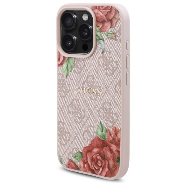 Guess GUHMP16LP4ROPEMCP iPhone 16 Pro    6.3&quot; różowy/pink hardcase 4G Flowers Print MagSafe