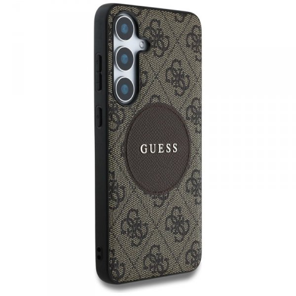 Etui Guess 4G Round Patch Classic Logo   MagSafe do Samsung Galaxy S25+ brązowy