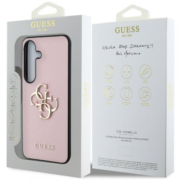 Etui Guess Grained Big 4G Logo Small     Classic Logo do Samsung Galaxy S25 różowy