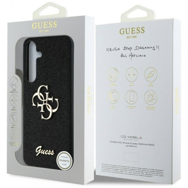 Etui Guess Fixed Glitter Big 4G Metal    Logo do Samsung Galaxy S25 czarny
