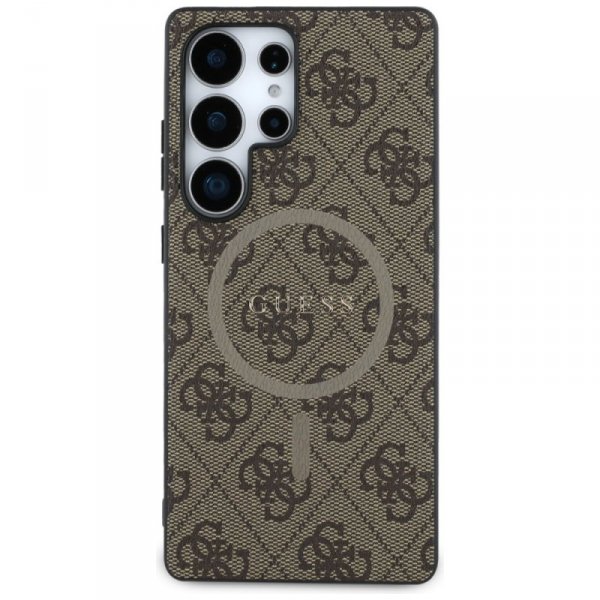 Etui Guess Leather 4G Colored Ring       Classic Logo MagSafe Samsung Galaxy S25 Ultra brązowy