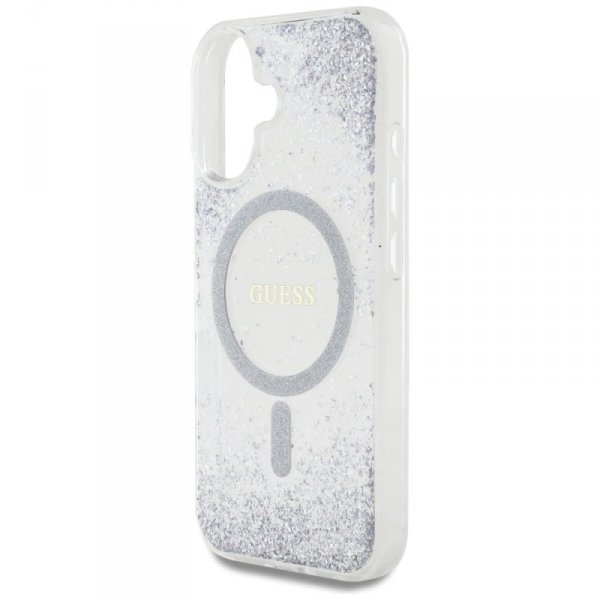 Etui Guess HC Resin Bottom Glitter do    iPhone 16 MagSafe srebrny