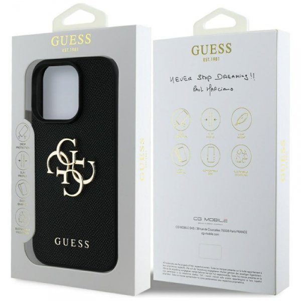 Etui Guess Grained Big 4G Logo Small     Classic Logo do iPhone 16 Pro czarny