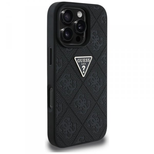 Etui Guess Hot Stamp 4G Pattern Triangle Metal Logo do iPhone 16 Pro Max czarny