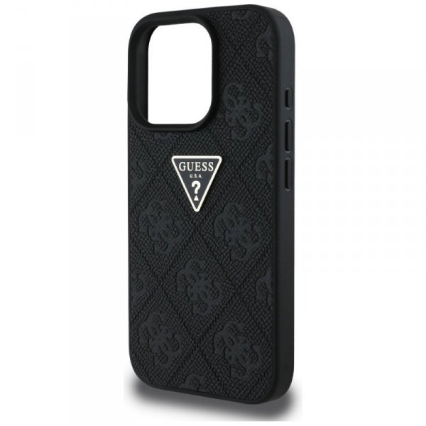 Etui Guess Hot Stamp 4G Pattern Triangle Metal Logo do iPhone 16 Pro Max czarny