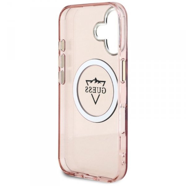 Etui Guess IML Metal Mountain Logo       MagSafe do iPhone 16 różowy