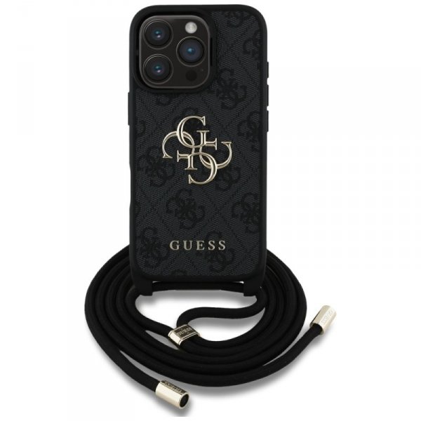 Etui Guess 4G Big Logo Cord Stap         Crossbody do iPhone 16 Pro czarny