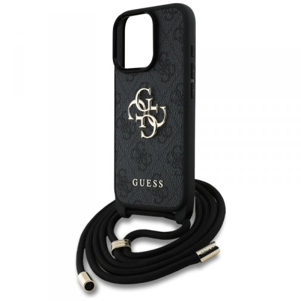 Etui Guess 4G Big Logo Cord Stap         Crossbody do iPhone 16 Pro czarny