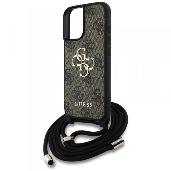 Etui Guess 4G Big Logo Cord Stap         Crossbody do iPhone 16 brązowy