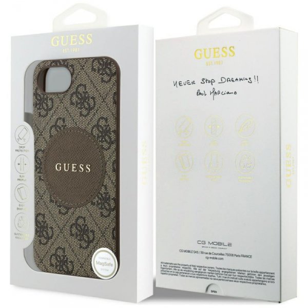Etui Guess 4G Circle Classic Logo        MagSafe do iPhone 16e brązowy