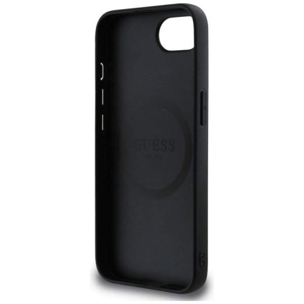 Etui Guess Grained Triangle MagSafe do   iPhone 16e czarny