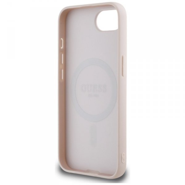 Etui Guess Grained Ring MagSafe do       iPhone 16e różowy