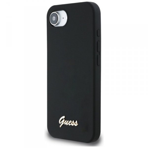 Etui Guess Silicone Script Metal Logo    MagSafe do iPhone 16e czarny