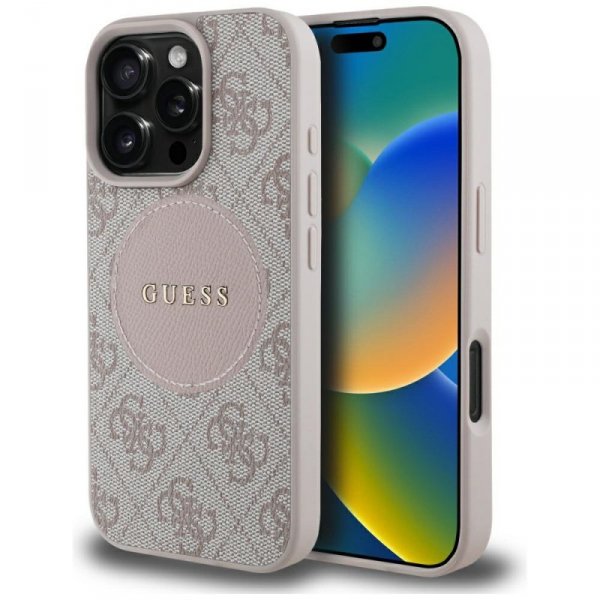 Etui Guess 4G Circle Classic Logo        MagSafe do iPhone 16 Pro różowy