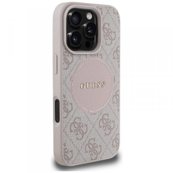 Etui Guess 4G Circle Classic Logo        MagSafe do iPhone 16 Pro różowy
