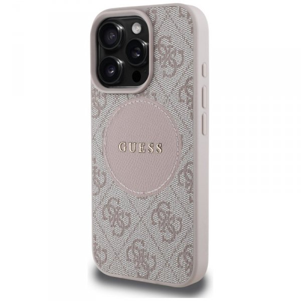 Etui Guess 4G Circle Classic Logo        MagSafe do iPhone 16 Pro Max różowy