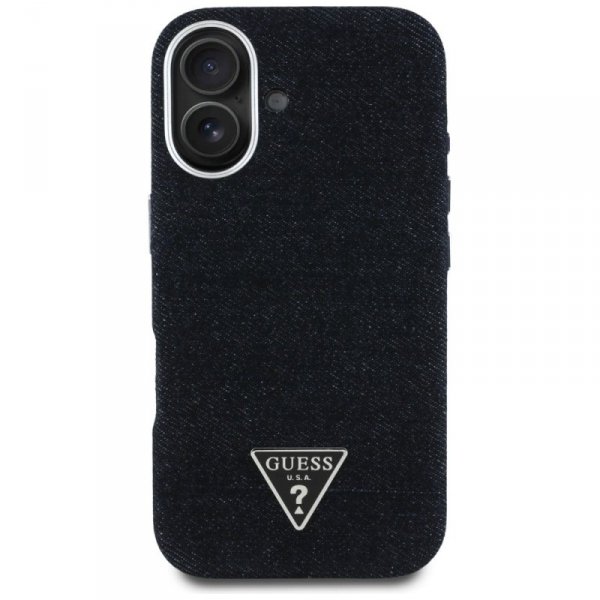 Etui Guess Denim Triangle Logo MagSafe   do iPhone 16 czarny