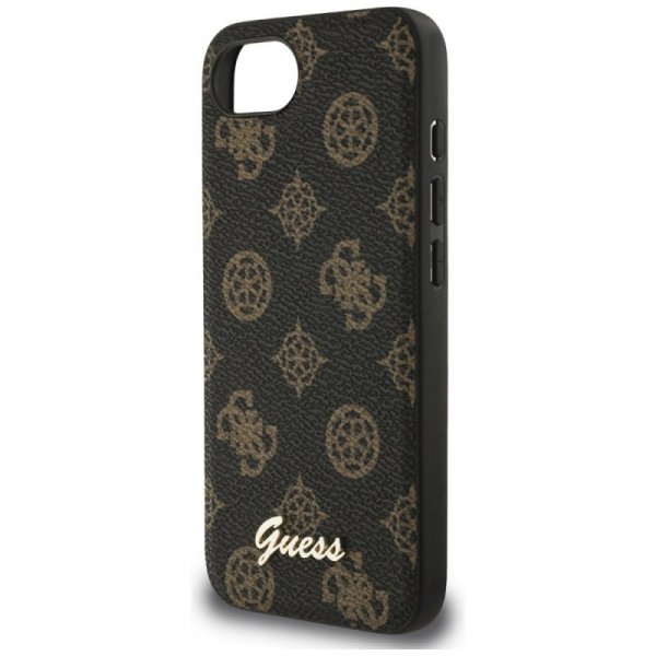 Etui Guess Peony Script Logo MagSafe do  iPhone 16e czarny