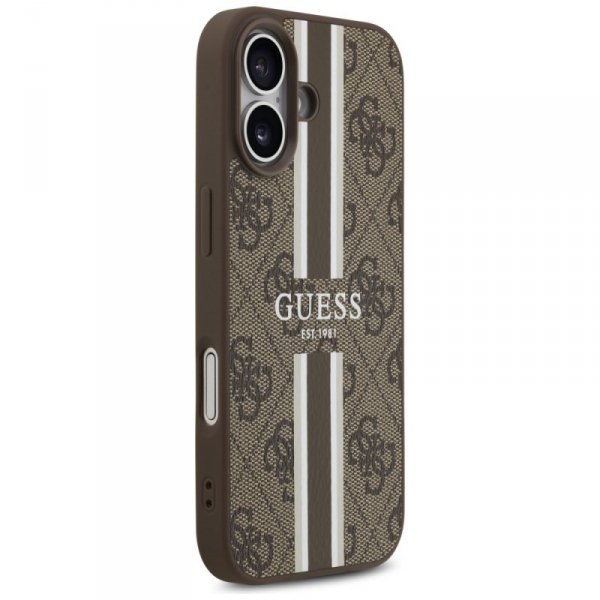 Etui Guess 4G Printed Stripes MagSafe do iPhone 17 brązowy