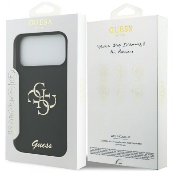 Etui Guess Silicone Big 4G Script do     iPhone 17 Pro Max czarny