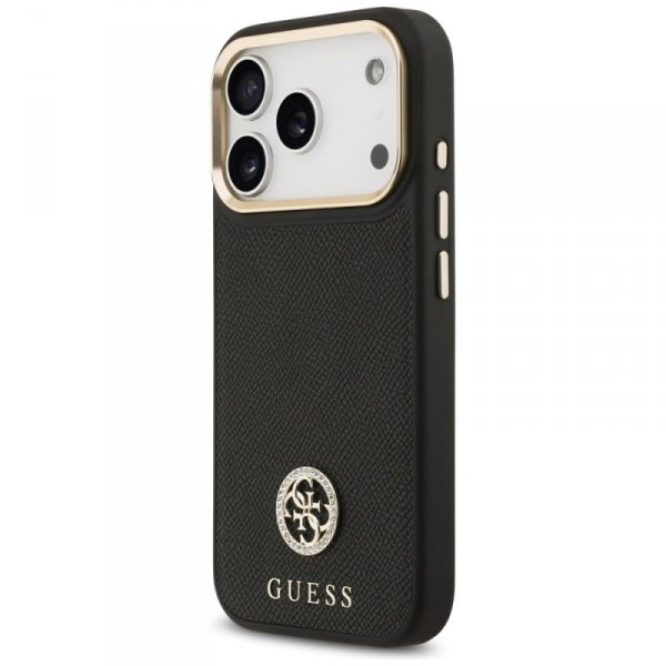 Etui Guess Grained Strass Logo MagSafe   do iPhone 17 Pro czarny