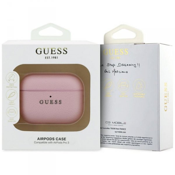 Etui Guess Grained Classic Logo do       AirPods Pro 3 różowy