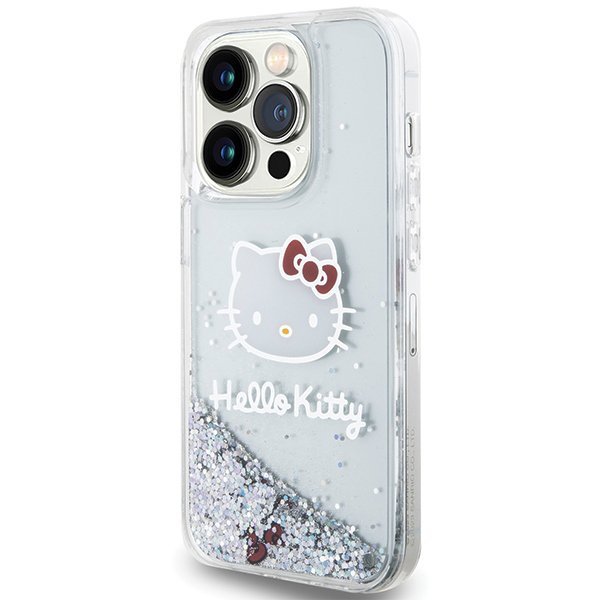 Hello Kitty HKHCP13LLIKHET iPhone 13 Pro / 13 6.1&quot; srebrny/silver hardcase Liquid Glitter Charms Kitty Head