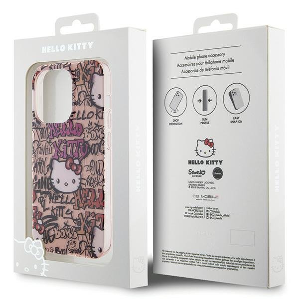 Hello Kitty HKHCP14LHDGPTP iPhone 14 Pro 6.1&quot; różowy/pink hardcase IML Tags Graffiti