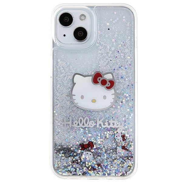 Hello Kitty HKHCP15SLIKHET iPhone 15 / 14 / 13 6.1&quot; srebrny/silver hardcase Liquid Glitter Charms Kitty Head