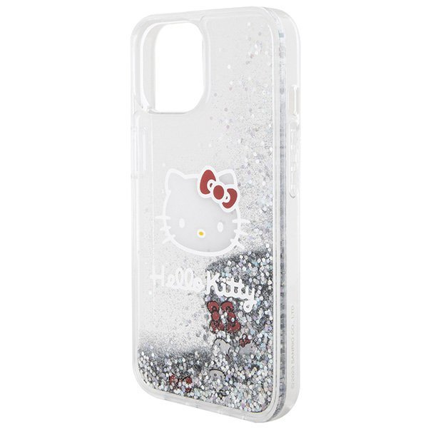 Hello Kitty HKHCP15SLIKHET iPhone 15 / 14 / 13 6.1&quot; srebrny/silver hardcase Liquid Glitter Charms Kitty Head