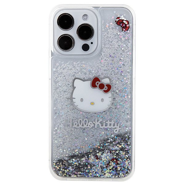 Hello Kitty HKHCP15XLIKHET iPhone 15 Pro Max 6.7&quot; srebrny/silver hardcase Liquid Glitter Charms Kitty Head