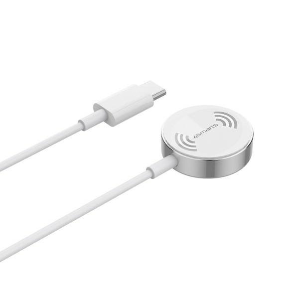 4smarts Ładowarka indukcyjna VoltBeamMini dla Apple Watch 1-8/SE z kablem 1m USB-C 2.5W biały/white 462550