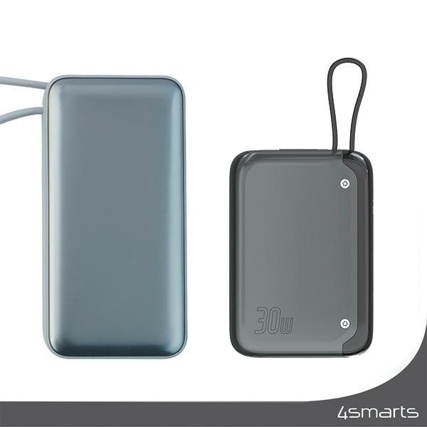 4smarts Powerbank Pocket 10000mAh 30W z wbudowanym kablem USB-C 15cm space blue 540698