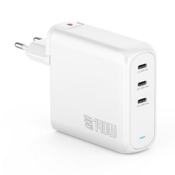 4smarts Ładowarka sieciowa GaN Flex Pro  140W 3xUSB-C biały 544140