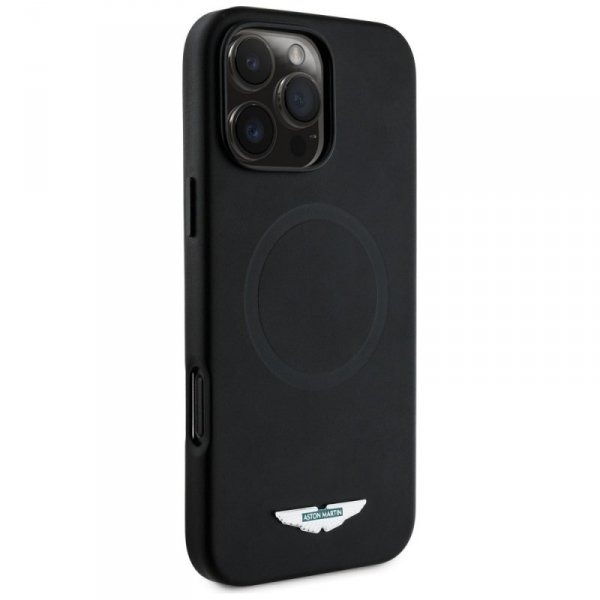 Etui Aston Martin HC FW Logo do iPhone   16 Pro MagSafe czarny