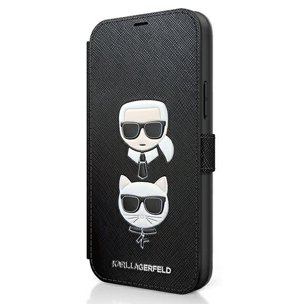 Karl Lagerfeld KLFLBKP12SSAKICKCBK iPhone 12 mini 5,4&quot; czarny/black book Saffiano Karl & Choupette