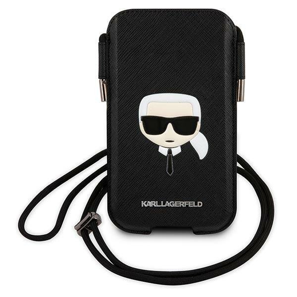 Karl Lagerfeld Torebka KLHCP12MOPHKHK 6,1&quot; czarny/black hardcase Saffiano Ikonik Karl`s Head