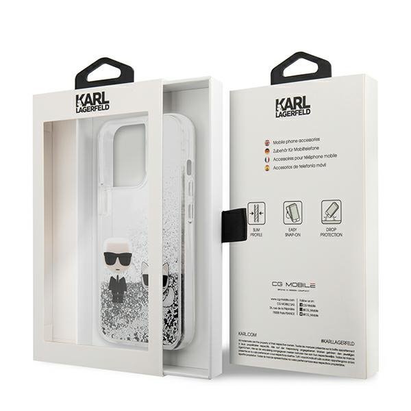Karl Lagerfeld KLHCP13XGKCS 13 Pro Max6,7&quot; srebrny/silver hardcase Liquid Glitter Karl&Choupette