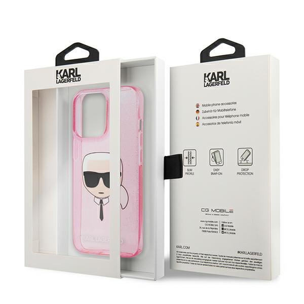 Karl Lagerfeld KLHCP13XKHTUGLP iPhone 13Pro Max 6,7&quot; różowy/pink hardcase Glitter Karl`s Head