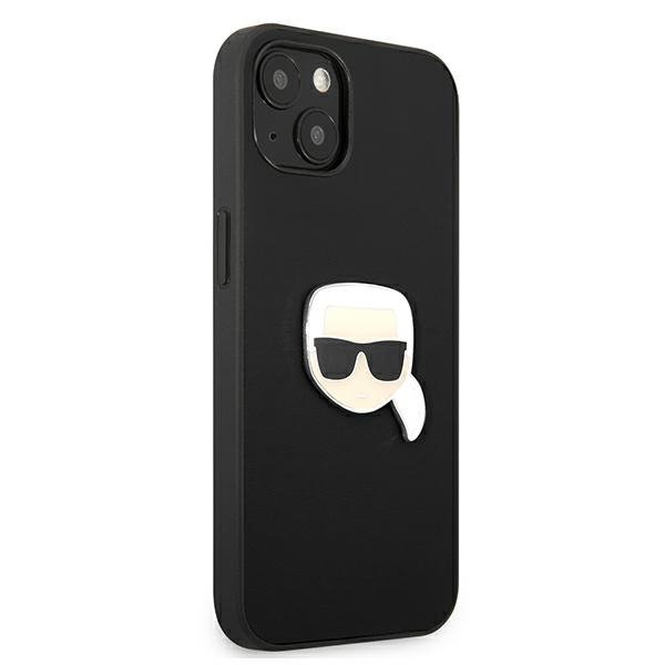 Karl Lagerfeld KLHCP13SPKMK iPhone 13mini 5,4&quot; czarny/black hardcase Leather Ikonik Karl`s Head Metal