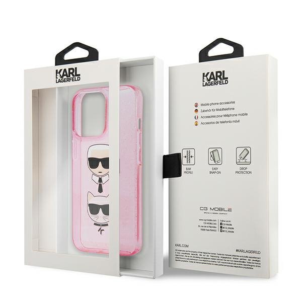Karl Lagerfeld KLHCP13LKCTUGLP iPhone 13 Pro / 13 6,1&quot; różowy/pink hardcase Glitter Karl`s & Choupette