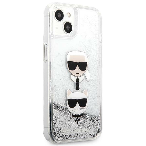 Karl Lagerfeld KLHCP13SKICGLS iPhone 13 mini 5,4&quot; srebrny/silver hardcase Liquid Glitter Karl&Choupette Head