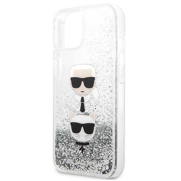 Karl Lagerfeld KLHCP13SKICGLS iPhone 13 mini 5,4&quot; srebrny/silver hardcase Liquid Glitter Karl&Choupette Head