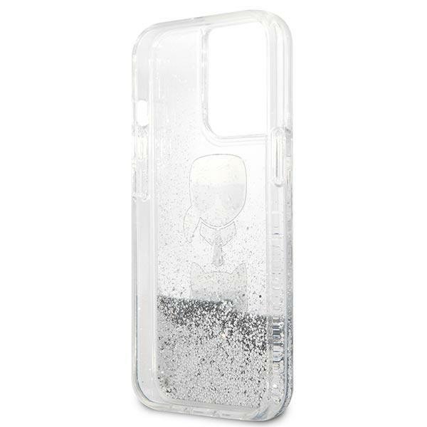 Karl Lagerfeld KLHCP13XKICGLS iPhone 13Pro Max 6,7&quot; srebrny/silver hardcase Liquid Glitter Karl&Choupette Head
