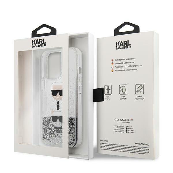 Karl Lagerfeld KLHCP13XKICGLS iPhone 13Pro Max 6,7&quot; srebrny/silver hardcase Liquid Glitter Karl&Choupette Head