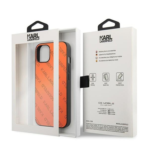 Karl Lagerfeld KLHCP13SPTLO iPhone 13 mini 5,4&quot; hardcase pomarańczowy/orange Perforated Allover