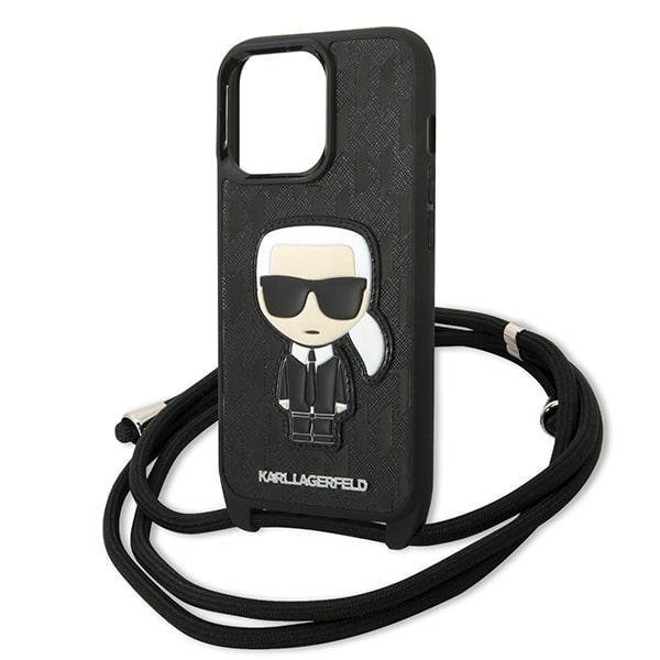 Karl Lagerfeld KLHCP13LCMNIPK iPhone 13 Pro / 13 6,1&quot; hardcase czarny/black Leather Monogram Patch and Cord Iconik